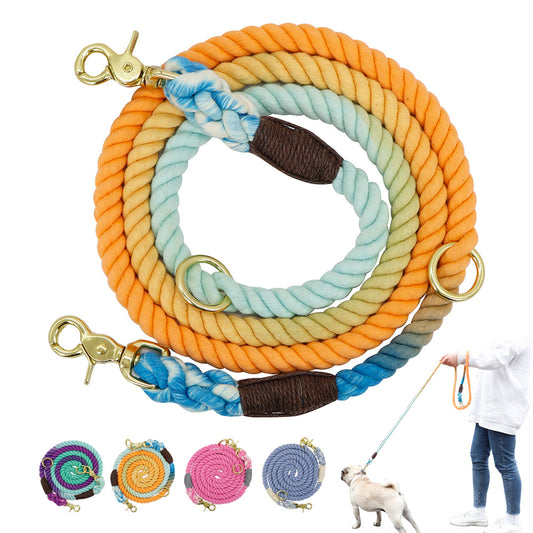 Gradient Farbe Hund Halsbänder Zubehör Leinen Seil Metall Kette Kragen Strap Pet Outdoor Walking Training Lange Traktion Seil